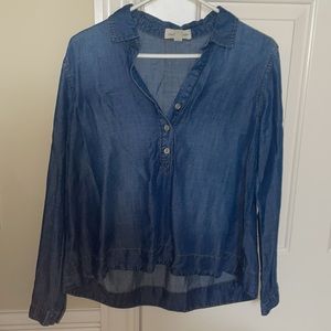 Anthropologie jean denim button down shirt collar